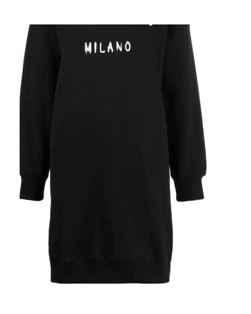 MSGM Black Logo Printed Dress