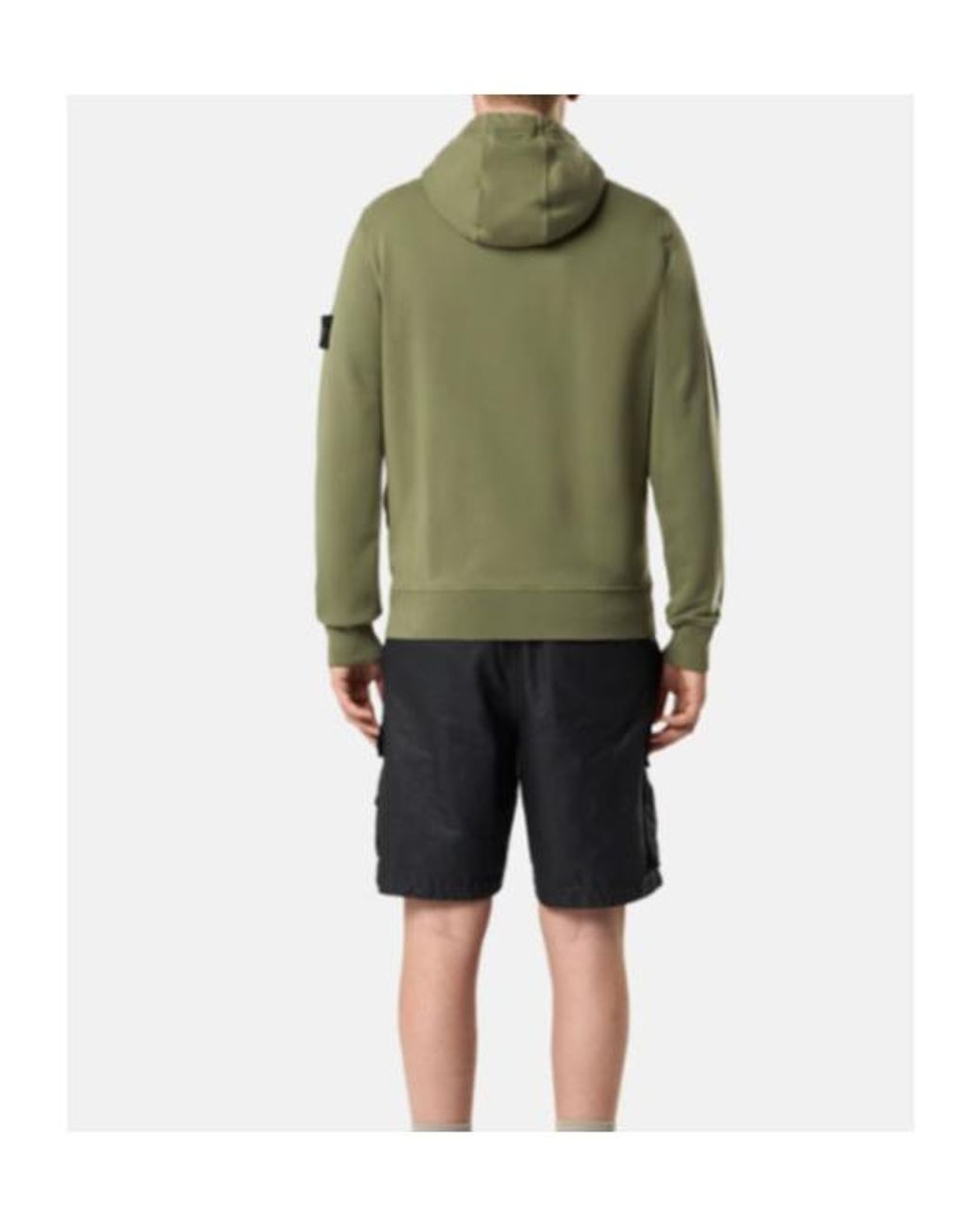 Stone Island Green Logo Patch Drawstring Hoodie for men