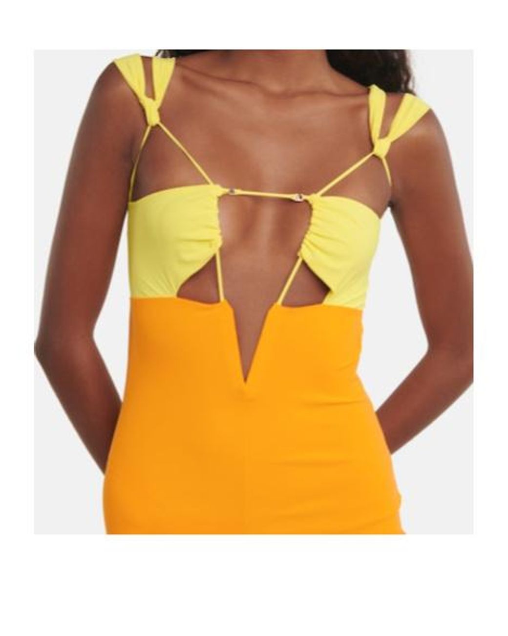 Nensi Dojaka Yellow Cutout Minidress