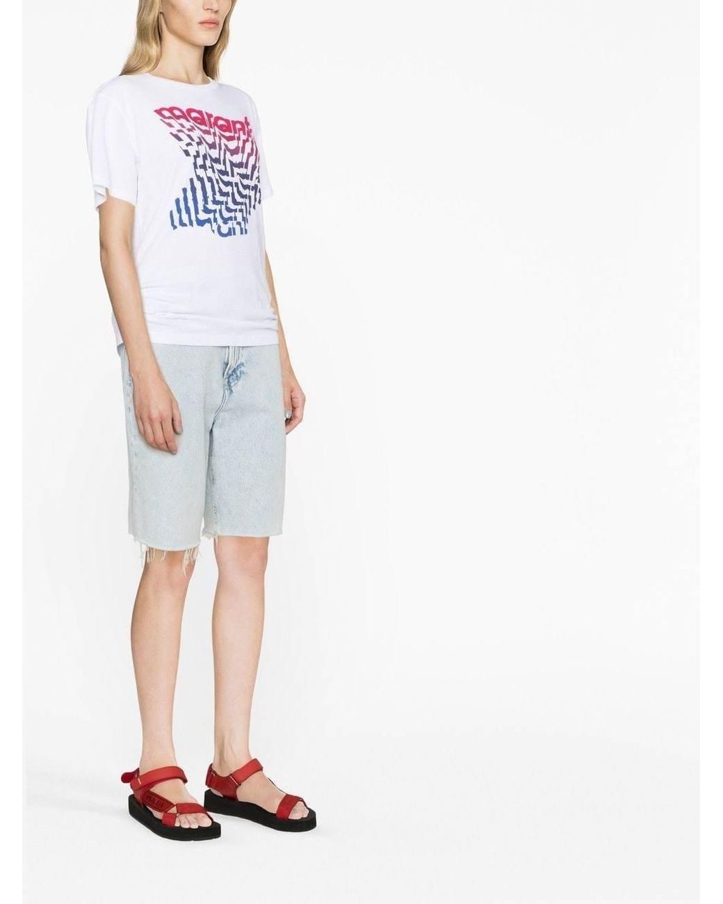 Isabel Marant White Isabel Marant Étoile Logo Printed Crewneck T-Shirt