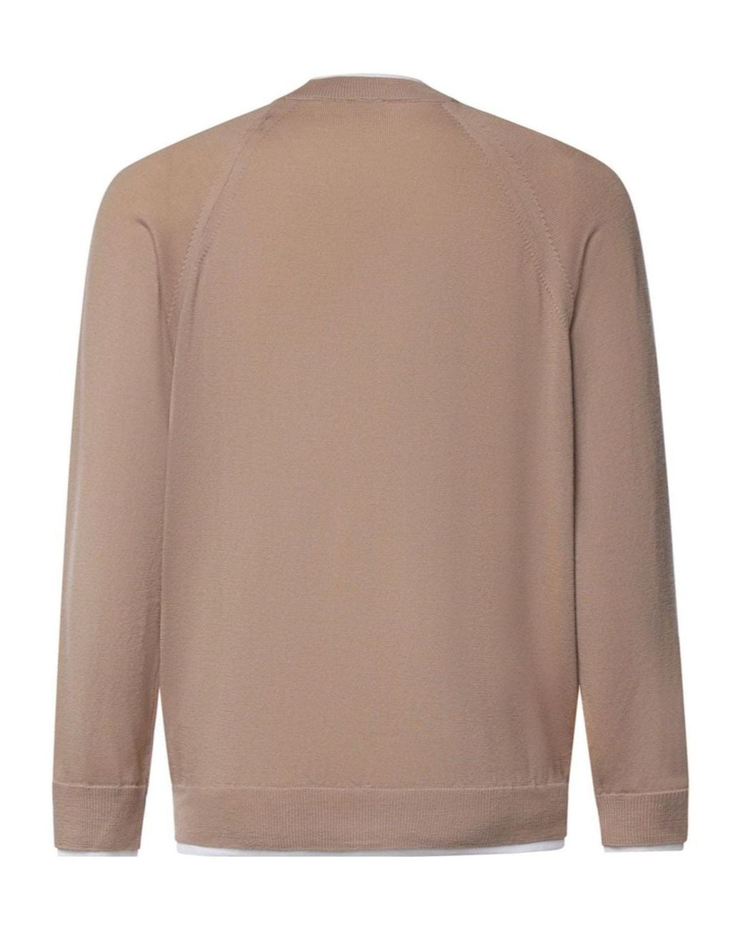 Eleventy Brown Raglan Crew-Neck Knitted Sweater for men