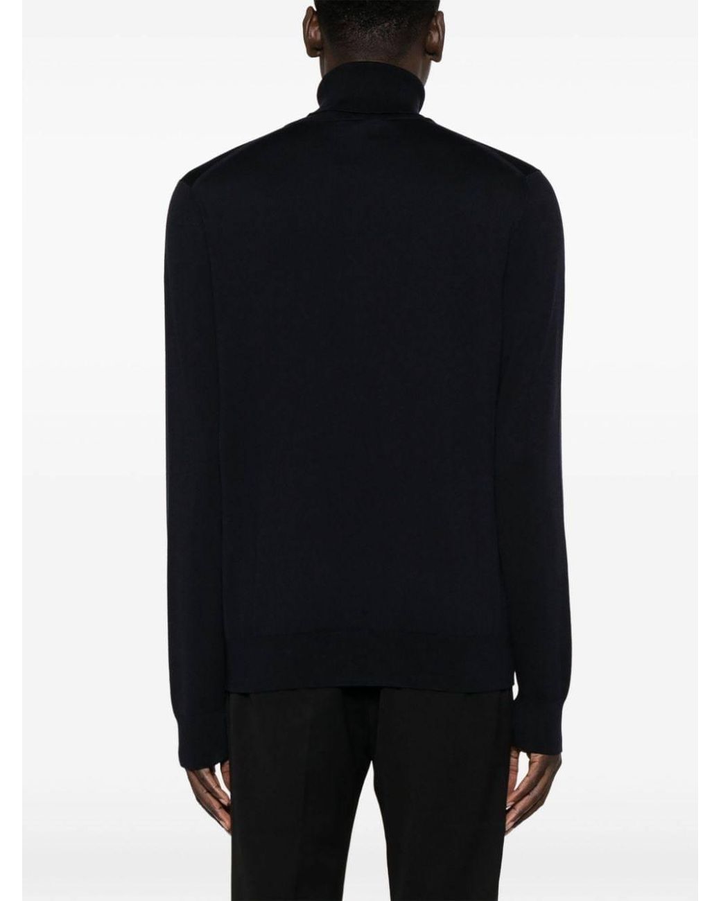 Dolce & Gabbana Blue Logo Engraved Roll-Neck Jumper for men