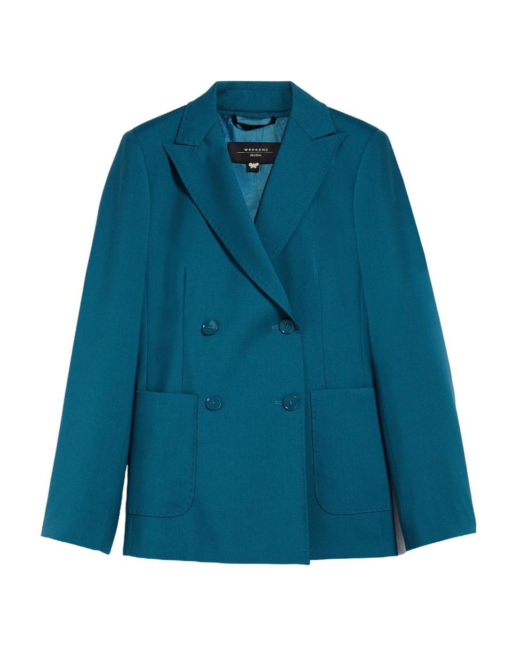 Weekend by Maxmara Blue Double-Breasted Long-Sleeved Blazer