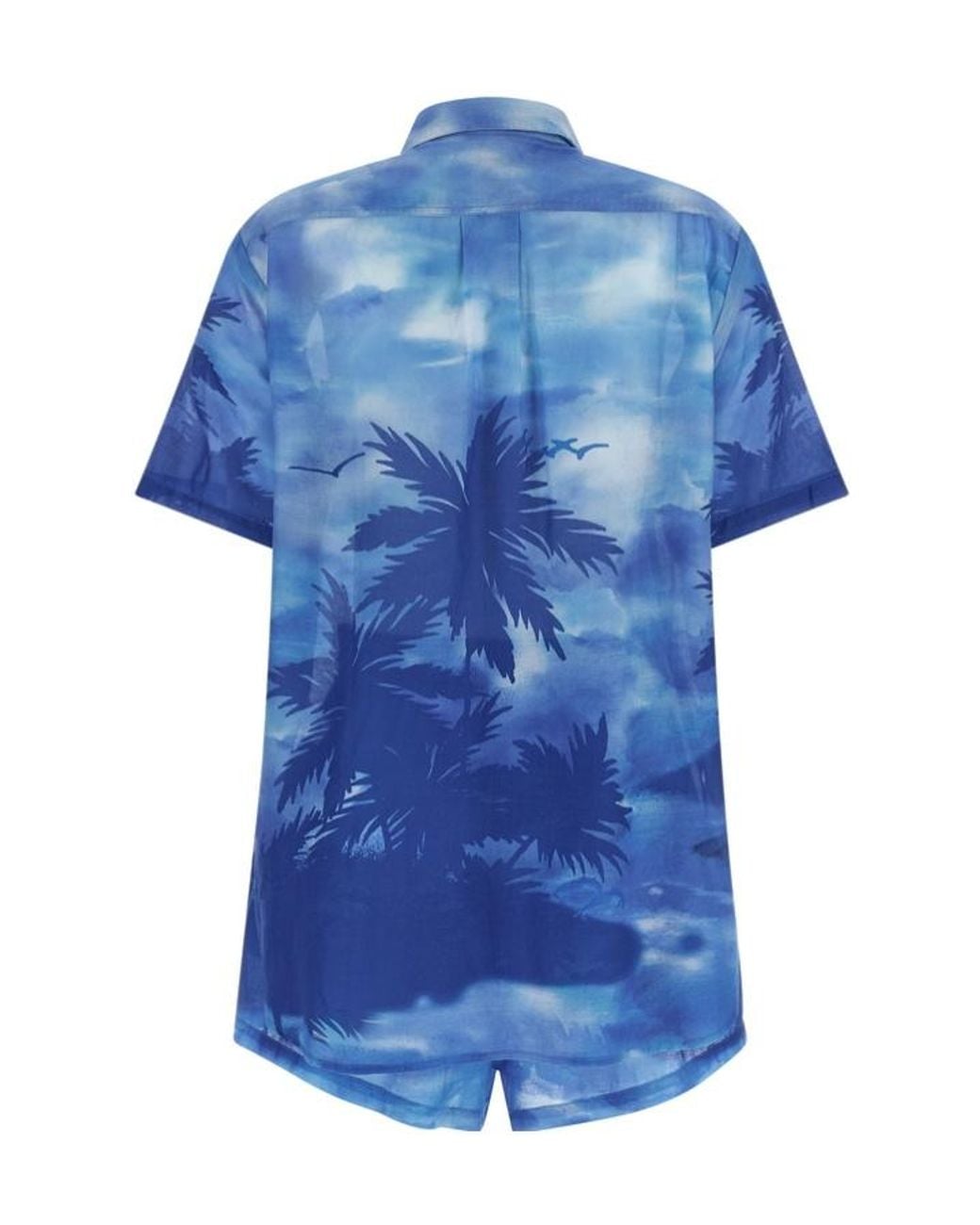 Polo Ralph Lauren Blue Palm Cotton Shirt And Shorts Set