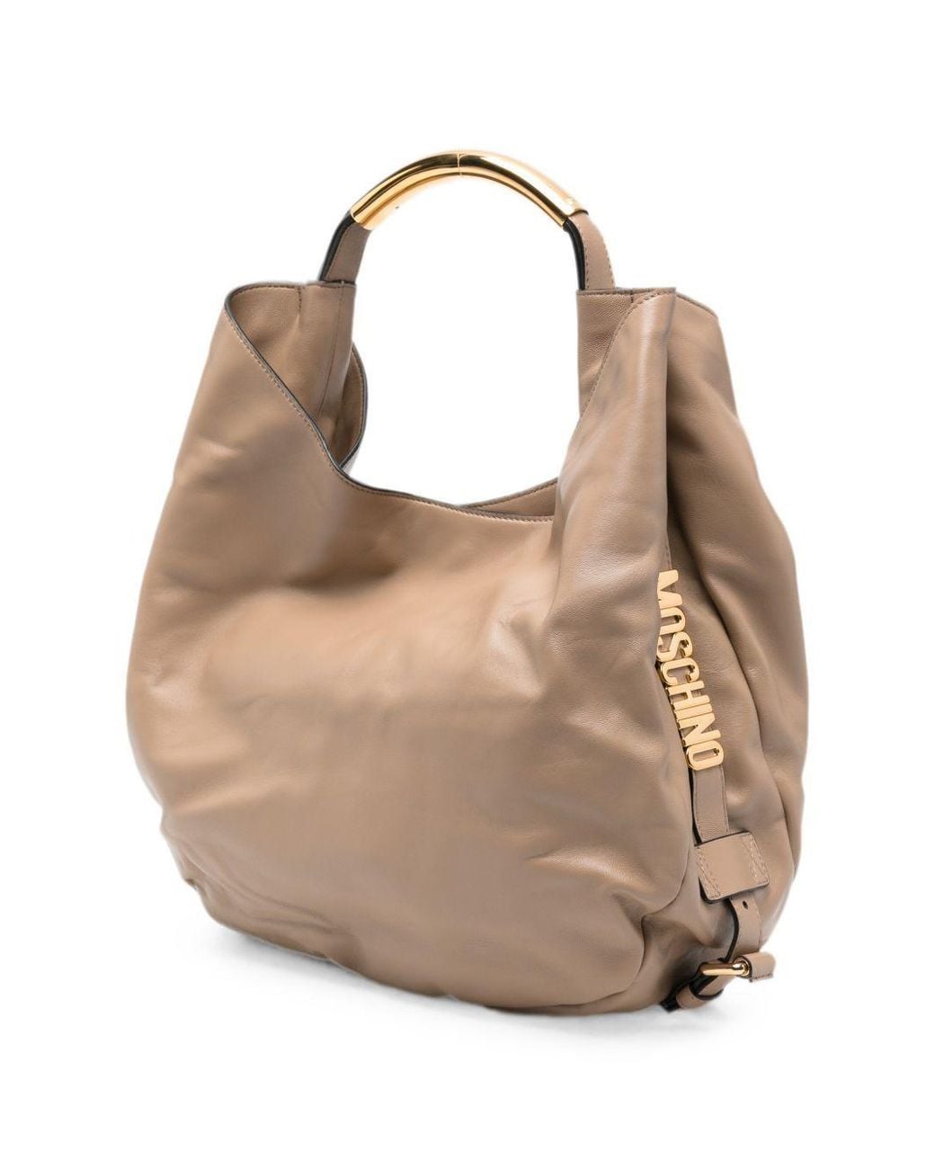 Moschino Natural Handle Me Logo-Plaque Tote Bag