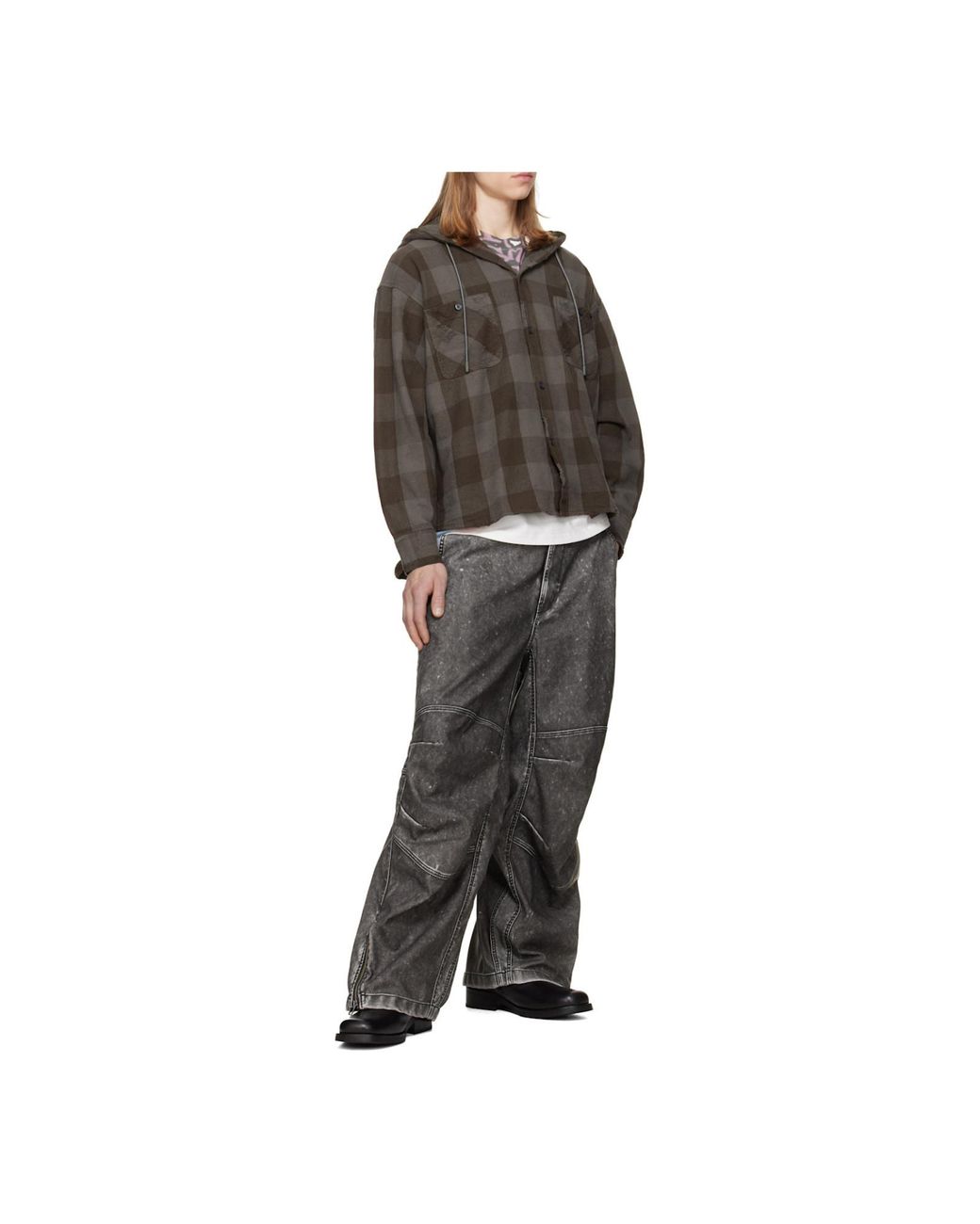 DIESEL Brown Distressed Hooded Shirt for men