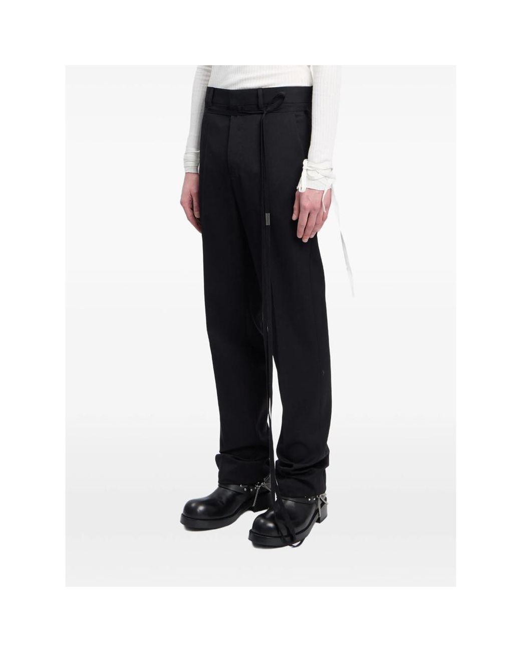 Ann Demeulemeester Black Worsted Wool Gabardine Trousers for men