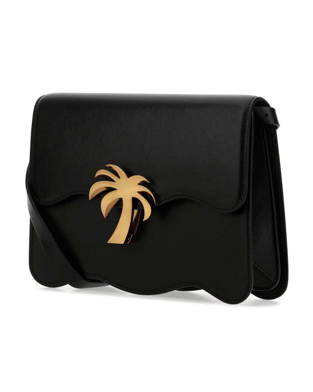 Palm Angels Black Palm Plaque Foldover Shoulder Bag