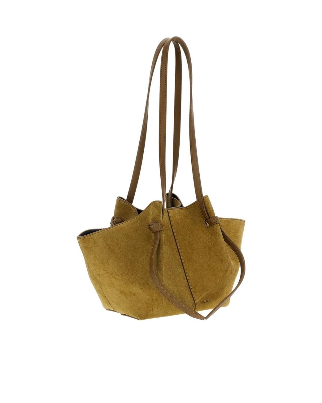 Yuzefi Metallic Mochi Knot-Detail Suede Shoulder Bag