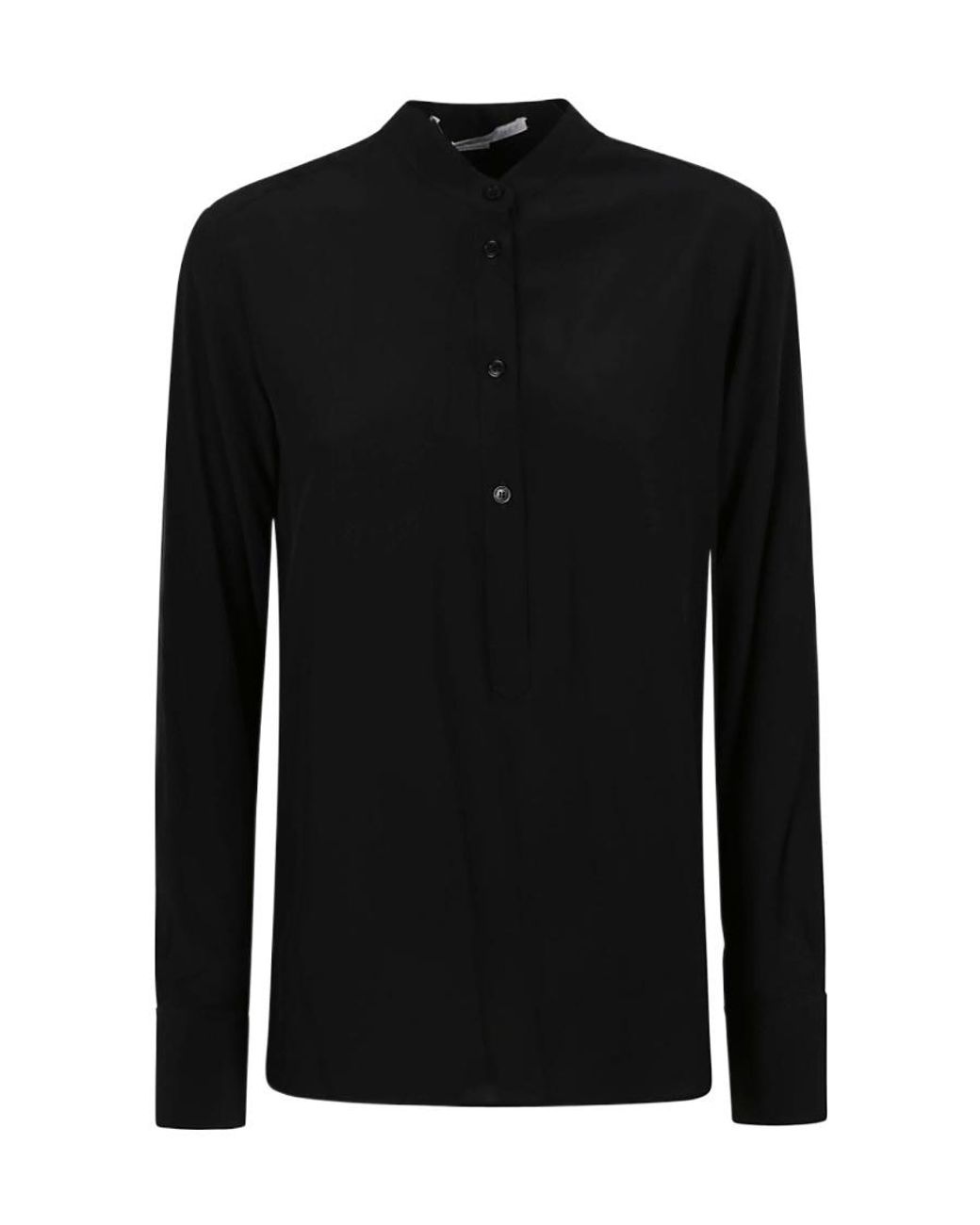 Stella McCartney Black Band-Collar Long Sleeved Blouse