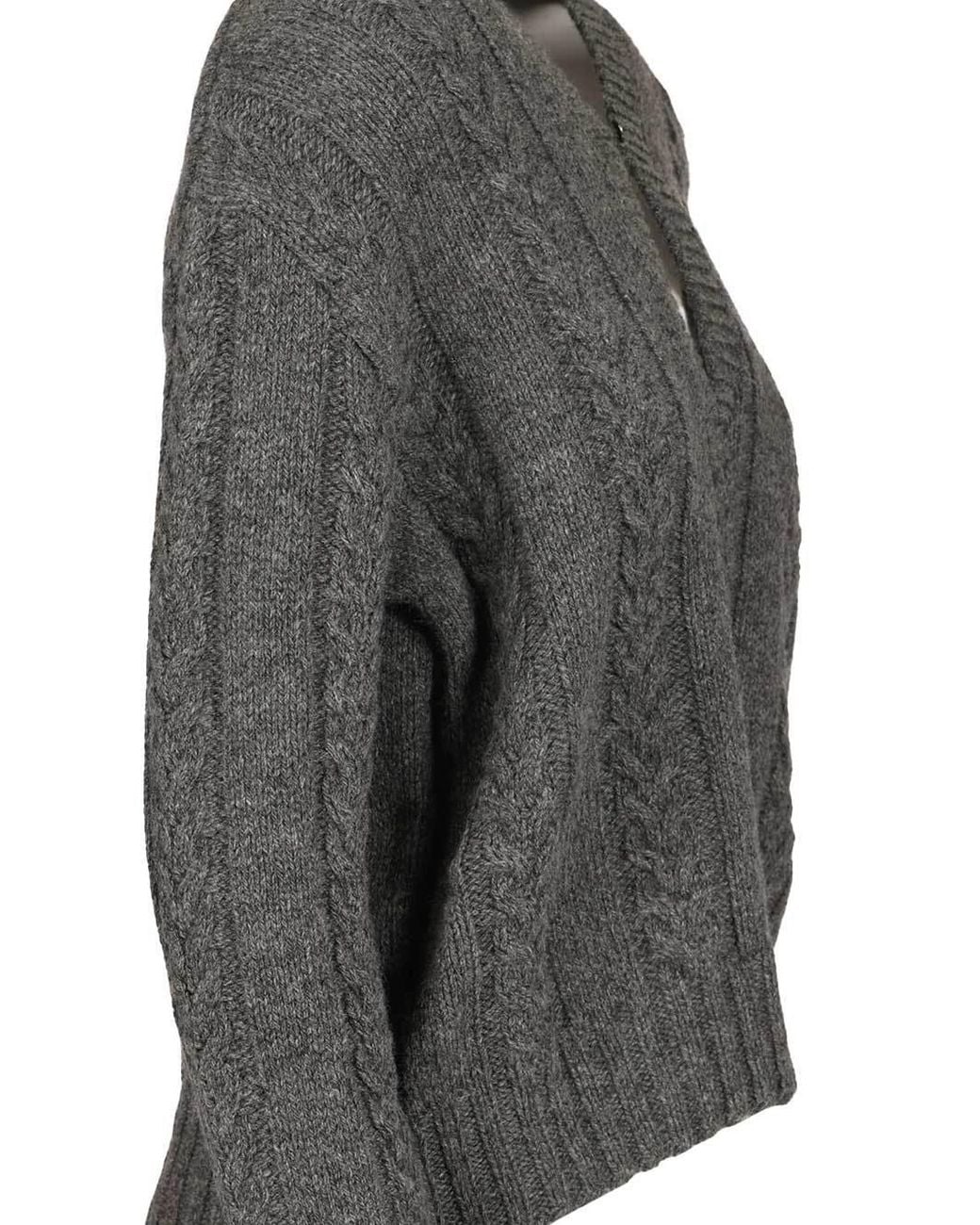 Loewe Gray V-Neck Knitted Jumper