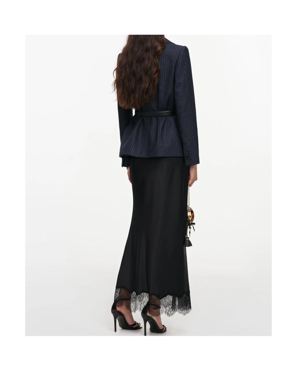 Self-Portrait Black Tailored Blazer Satin Midi Dress