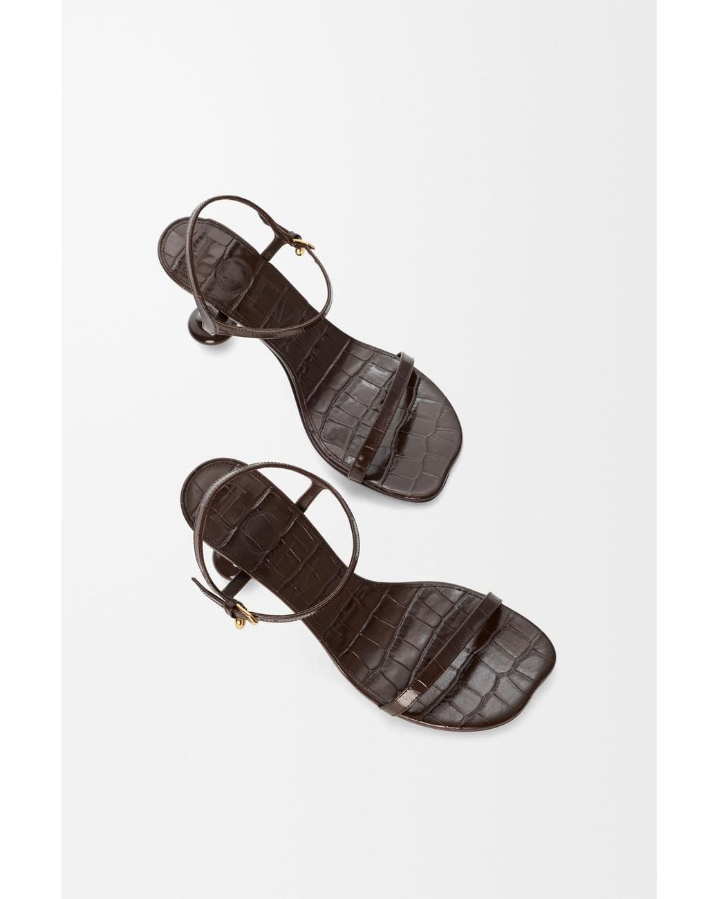 Loewe Metallic Crocodile-Effect Heeled Sandals