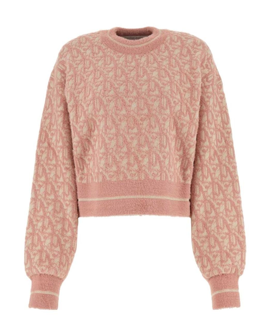 Palm Angels Pink Pattern Jacquard Crewneck Jumper