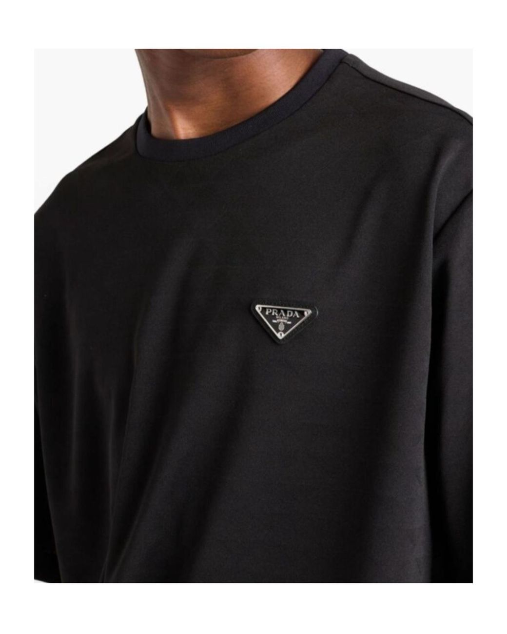 Prada Black All-Over Triangle Motif Crewneck T-Shirt for men