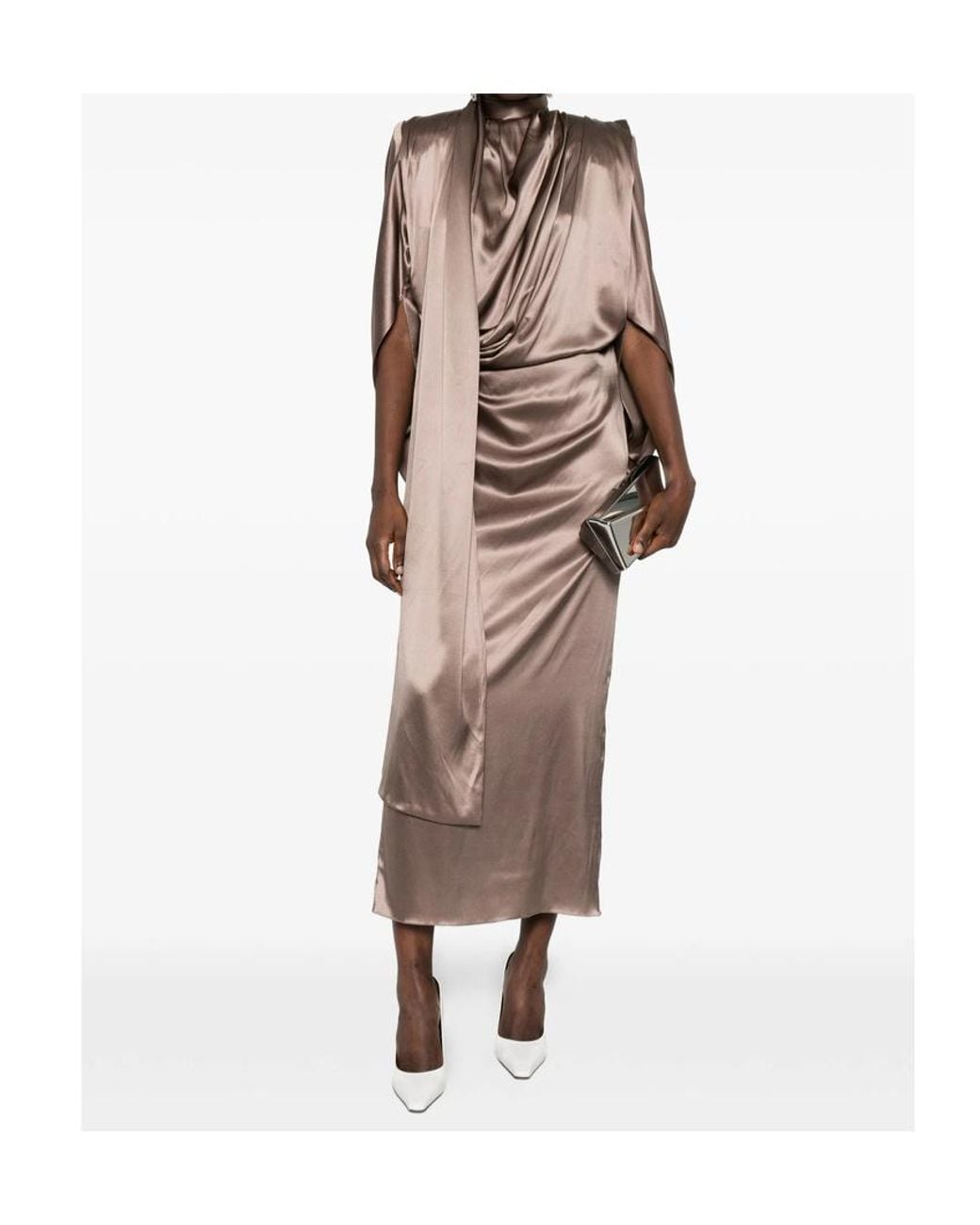 Mugler Brown Long Sleeve Dress