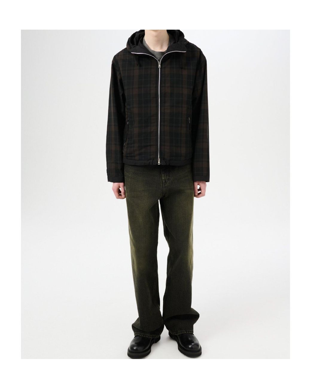Our Legacy Black Check Hooded Jacket for men