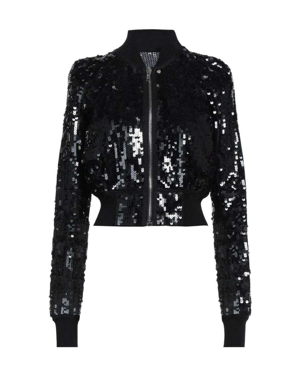 Rick Owens Black Mesh Embroidered Baseball Jacket