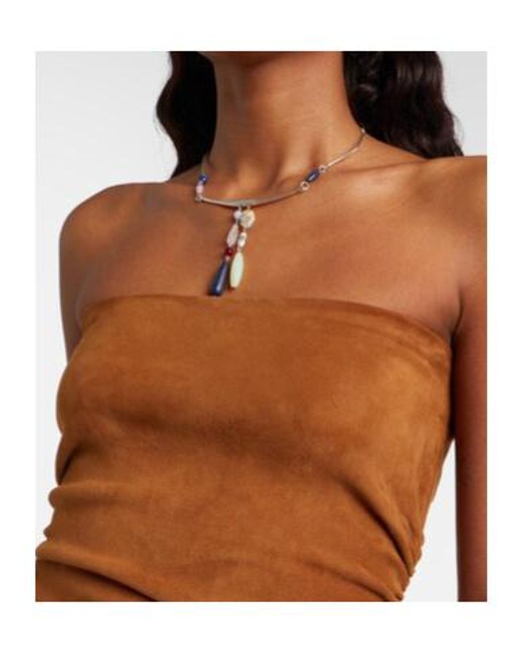 Stouls Brown Salma Ruched Suede Midi Dress