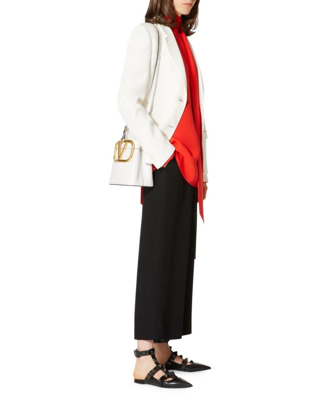 Valentino Red Neck-Tie Silk Blouse