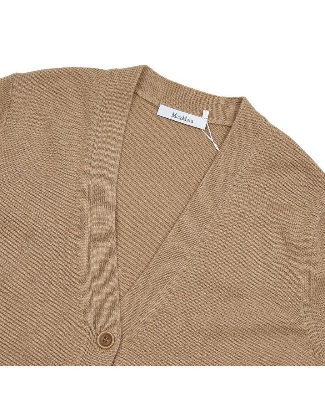 Max Mara Natural Villar V-Neck Long-Sleeved Cardigan