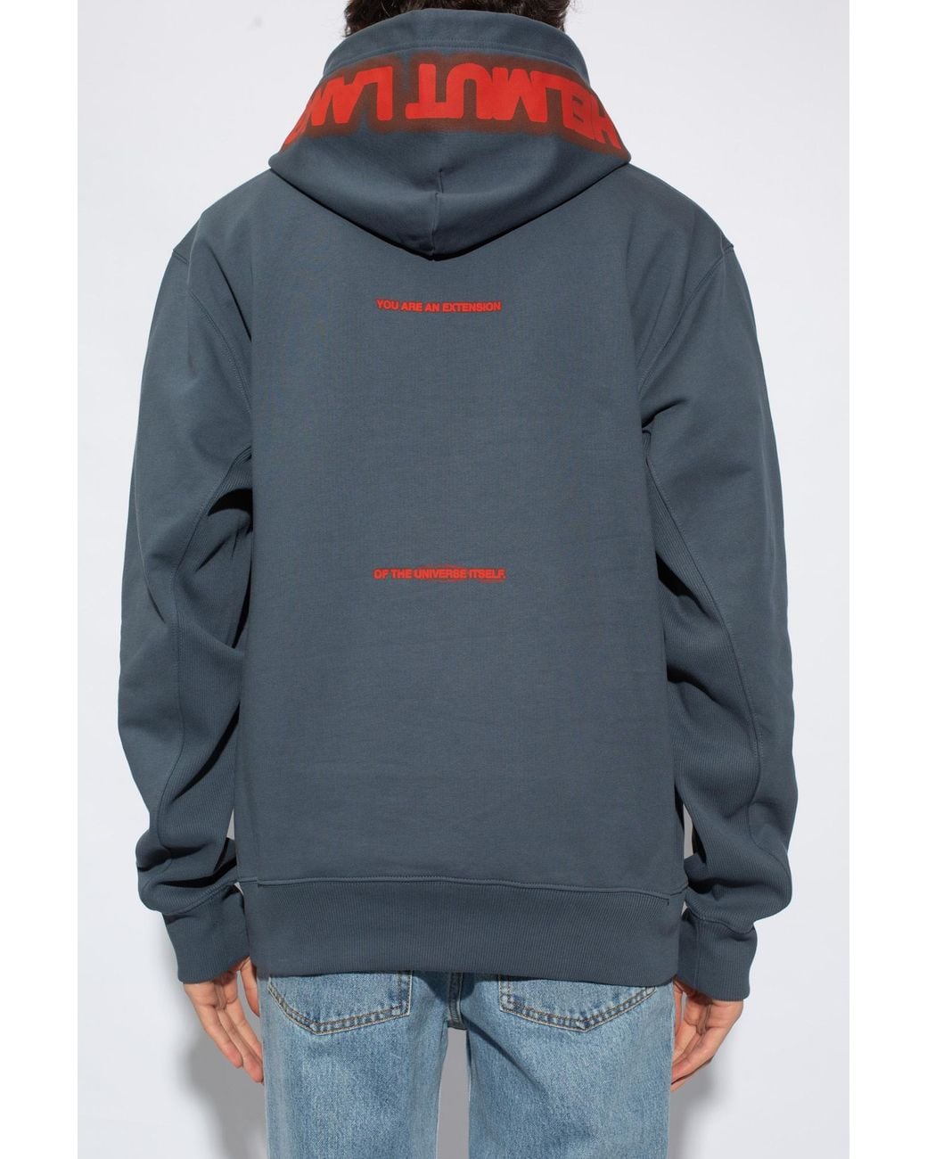 Helmut Lang Blue Graphic Printed Drawstring Hoodie for men