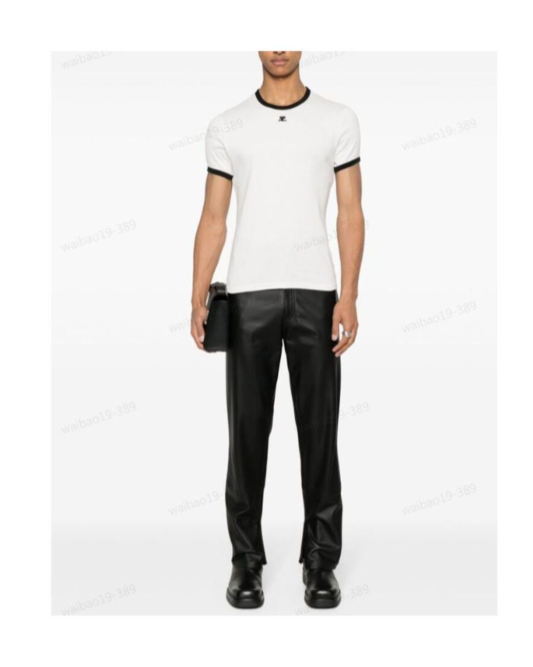 Courreges White Courrèges Contrast Crewneck Straight Hem T-Shirt for men