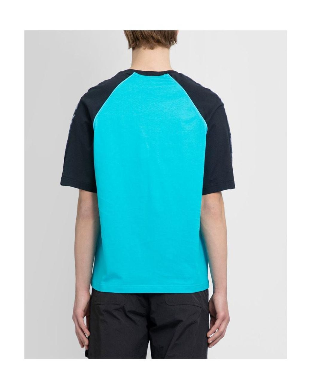 Fendi Blue Logo Tape Crewneck T-Shirt for men