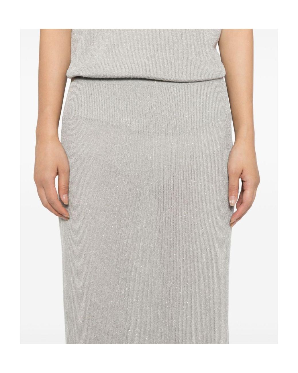 Tom Ford White Sequin-Embellished Ribbed Skirt