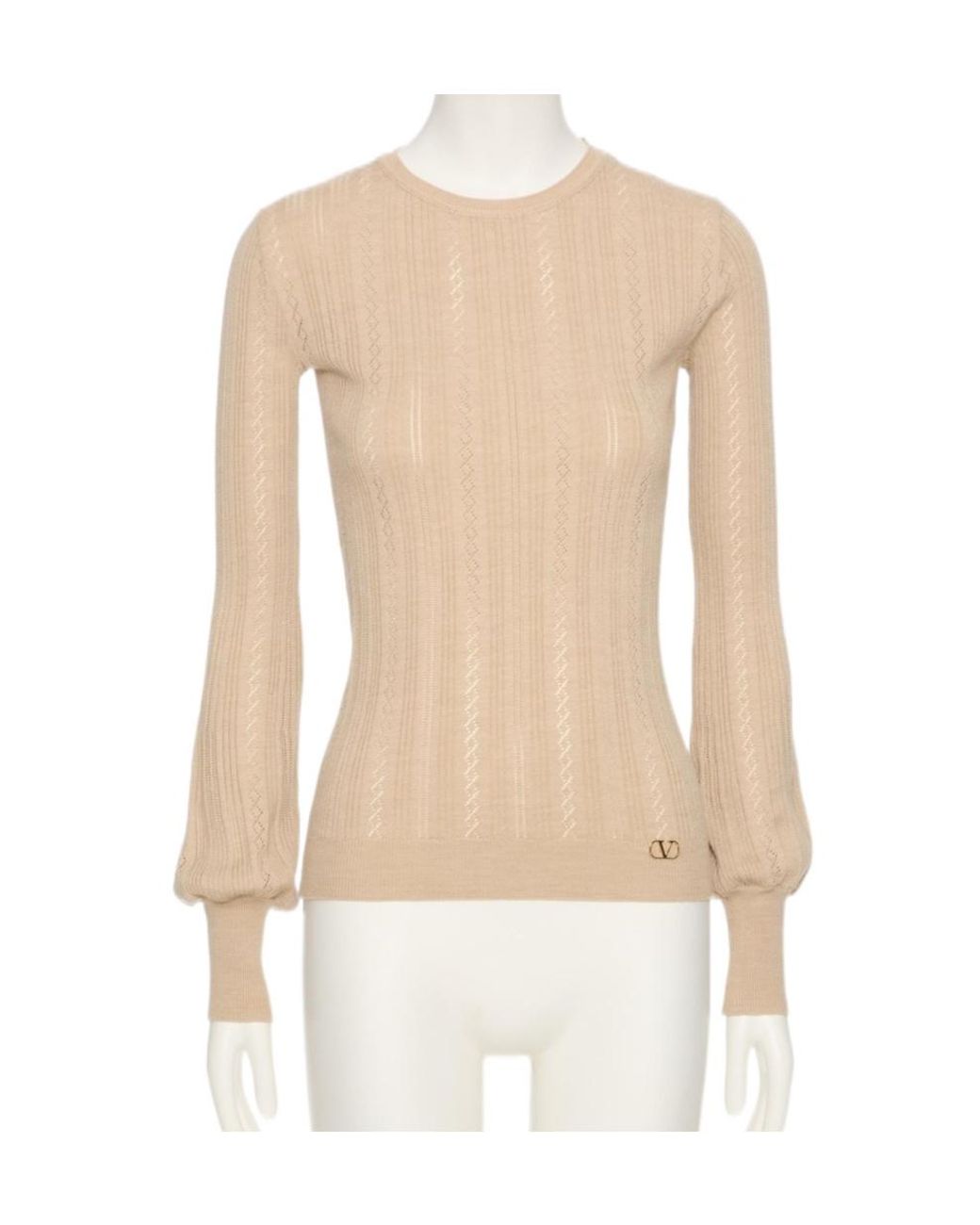 Valentino Natural Logo Plaque Crewneck Jumper