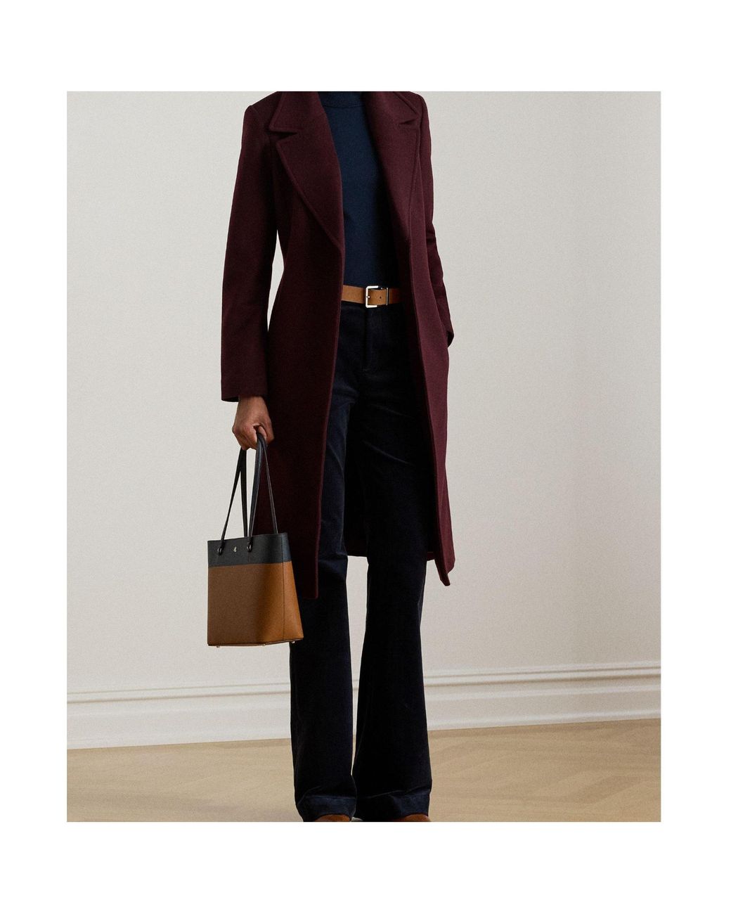 Ralph Lauren Red Midlength Wool Coat