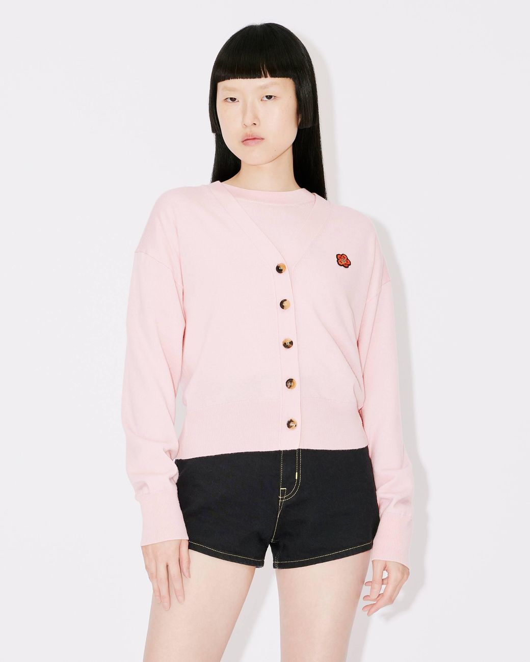 KENZO Pink 'Boke Flower' Wool Cardigan