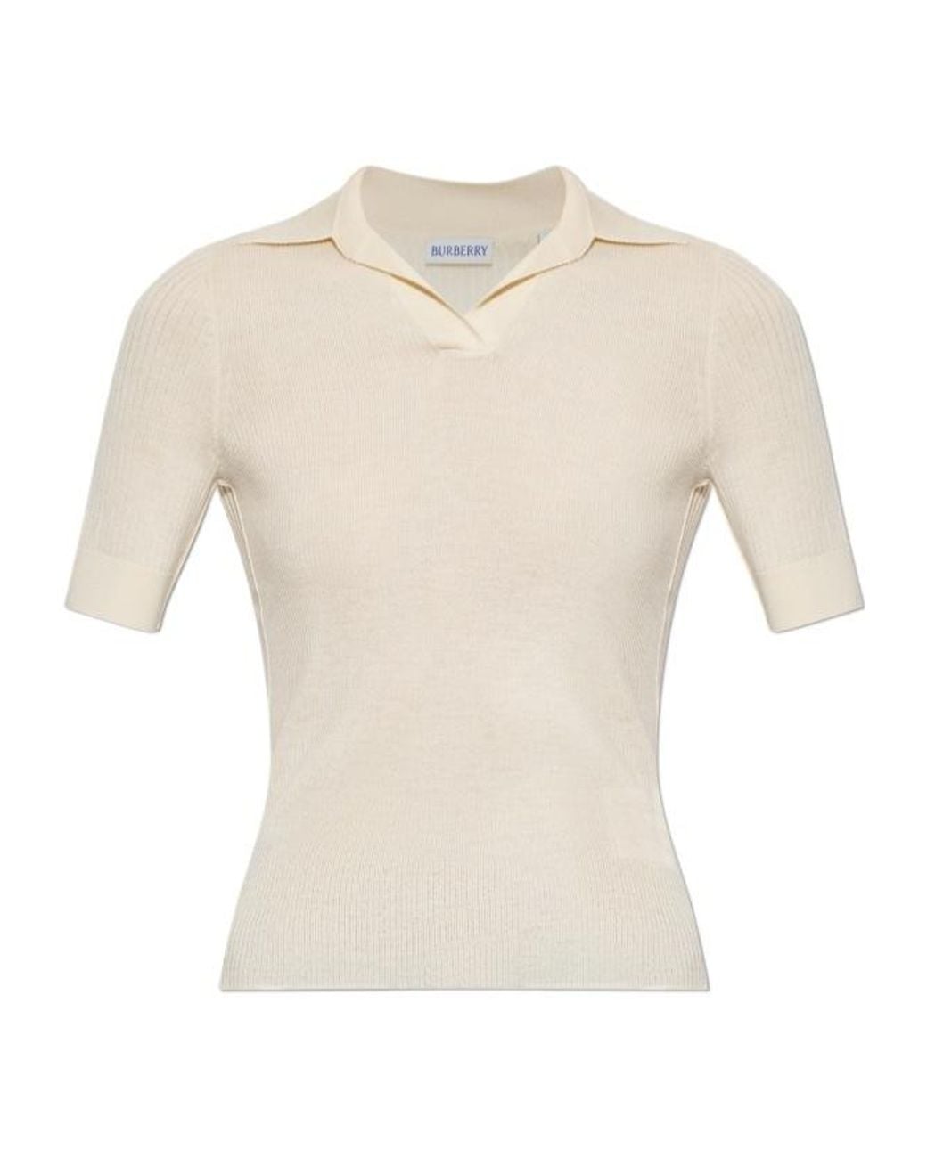 Burberry White Ribbed-Knit Cashmere Top