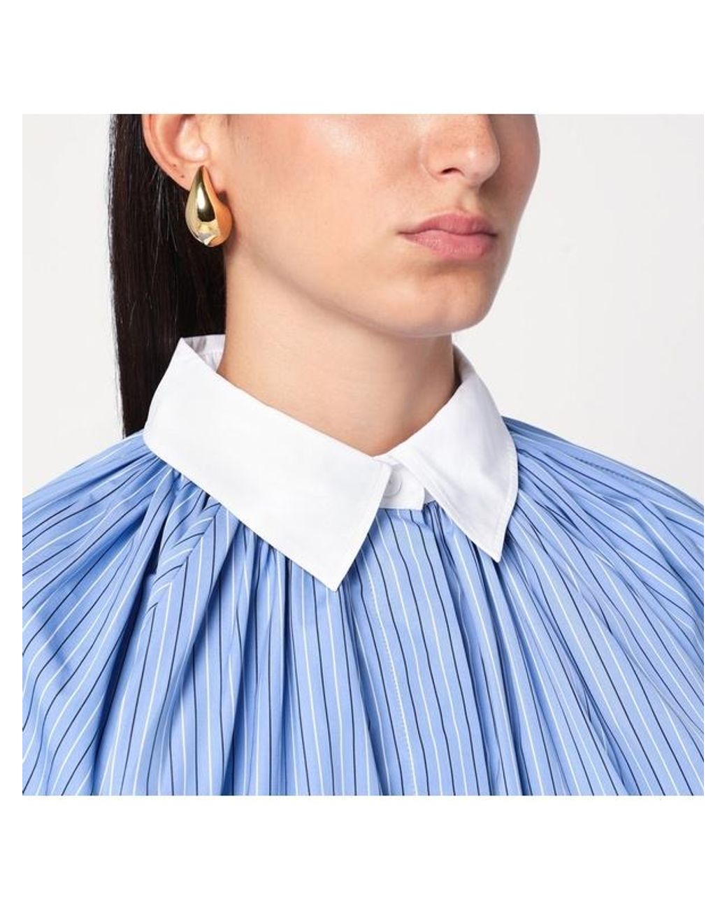 Patou Blue Striped Balloon Sleeve Shirt