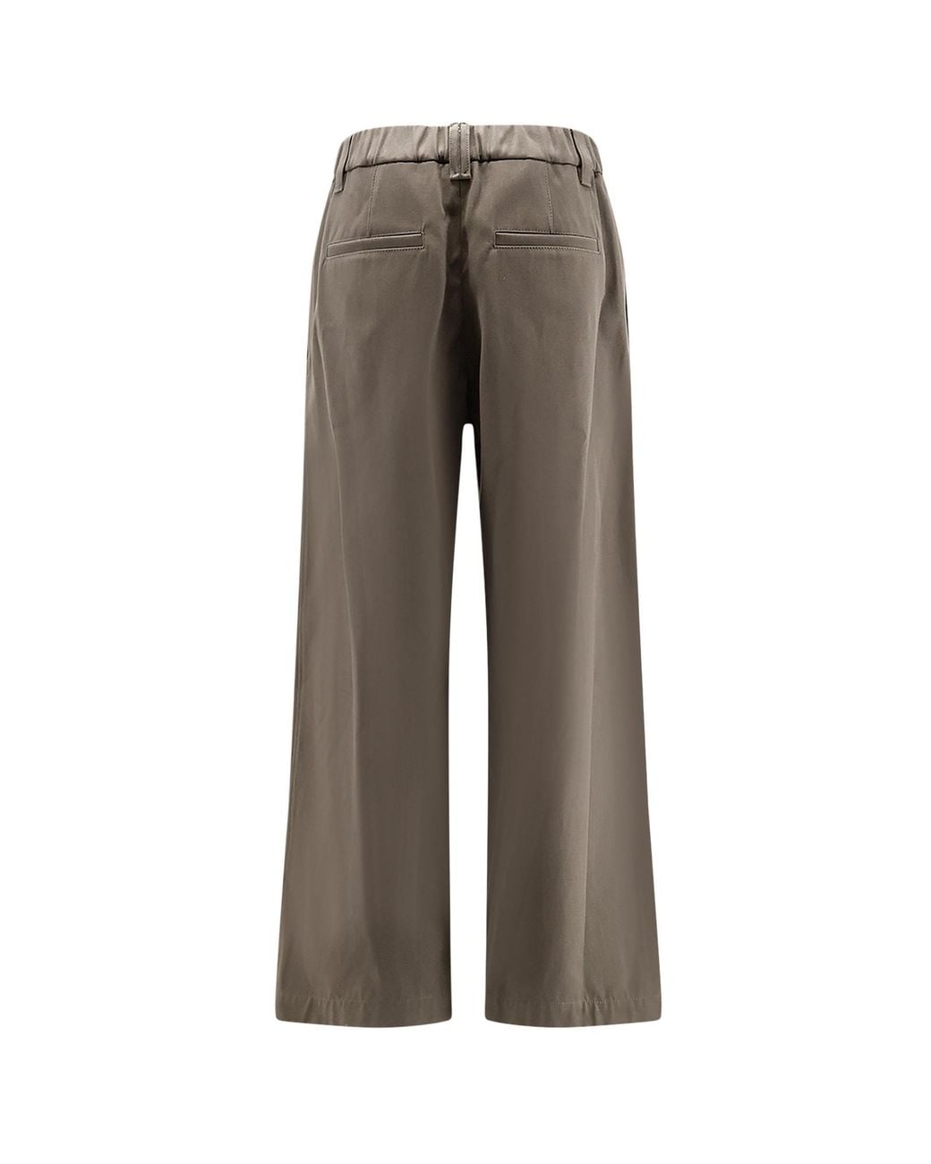 Brunello Cucinelli Gray Pleated Wide-Leg Trousers