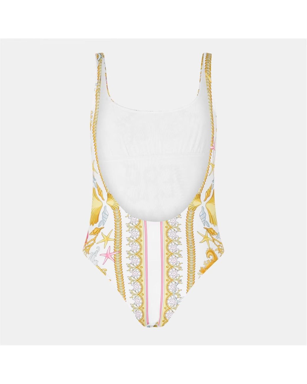 Versace Metallic Scoop Neck Swimsuit, Scoop Neck Design