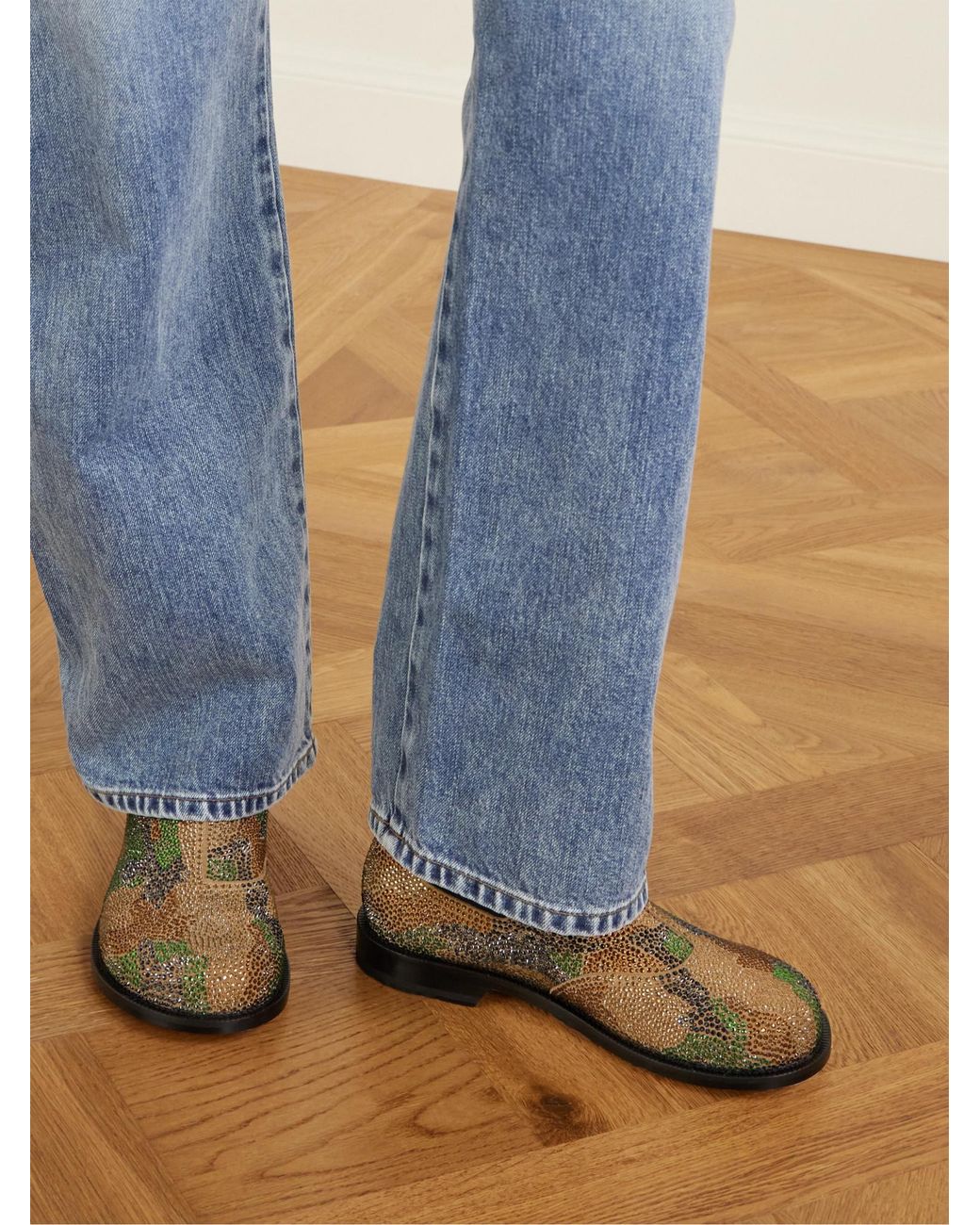 J.W. Anderson Green Crystal-Embellished Suede Chelsea Boots