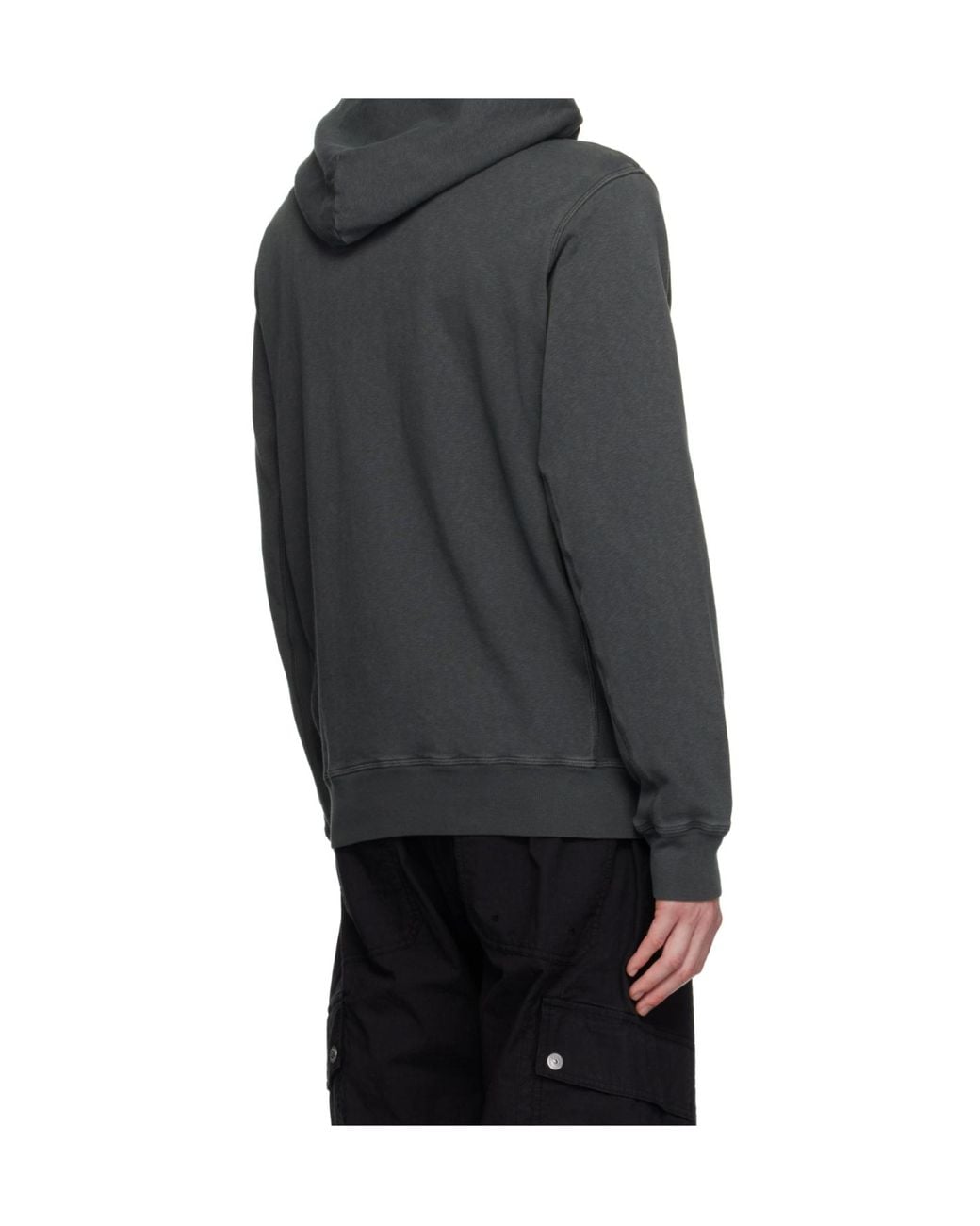 Stone Island Black Logo-Patch Long-Sleeved Hoodie for men