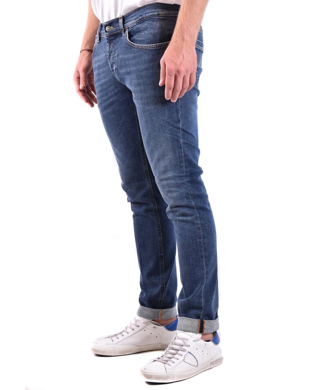 Dondup Blue Logo Logo Denim Trousers for men