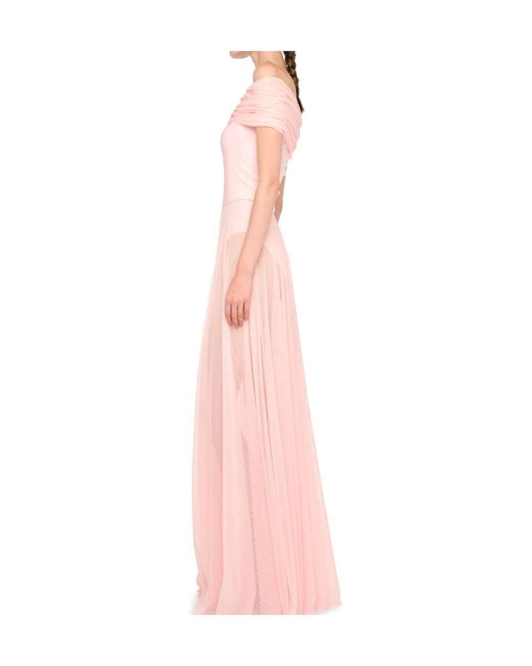 Norma Kamali Pink Cowl-Neck Maxi Dress
