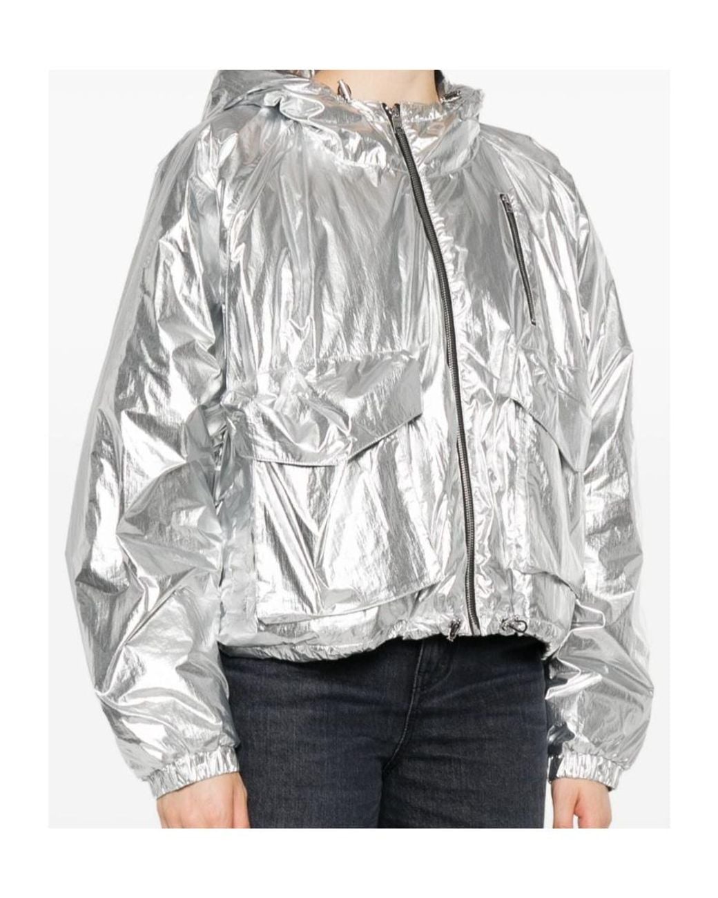 IRO Gray Metallic Hooded Jacket