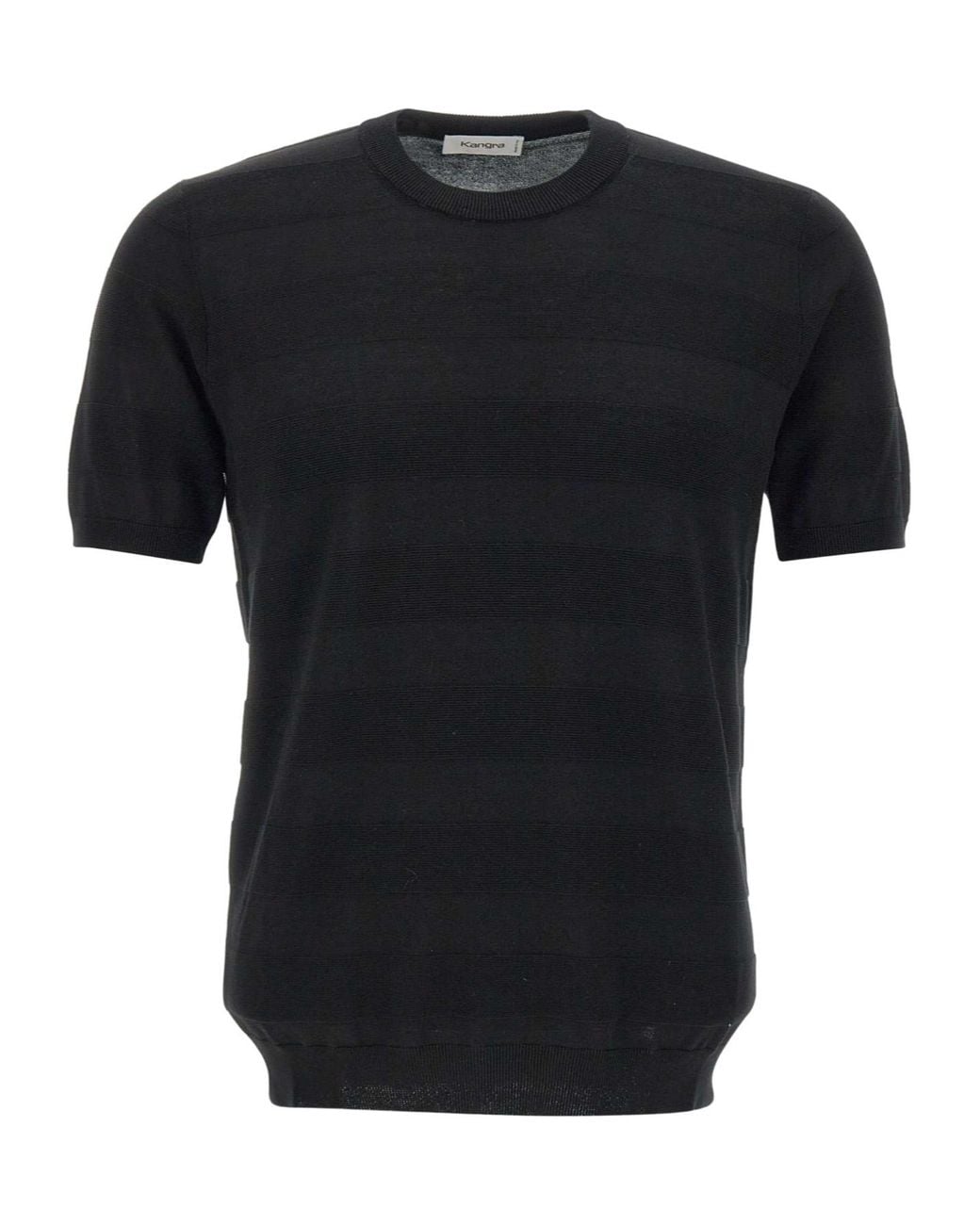 Kangra Cashmere Black Kangra Textured Short-Sleeve Knitted Top for men