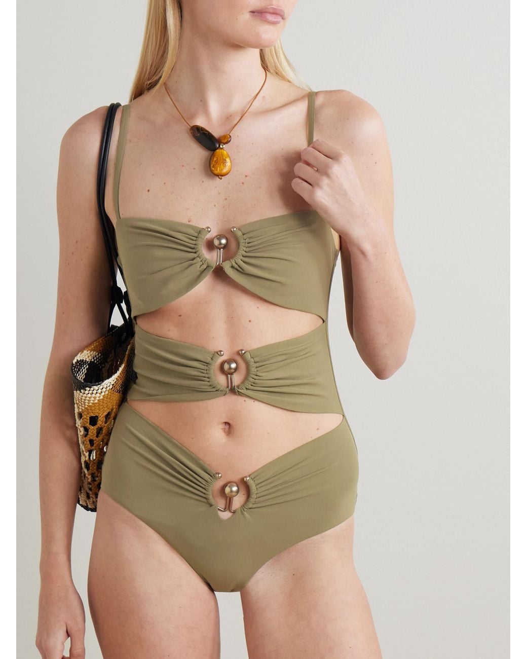 Christopher Esber Green Cutout Ring Swimsuit