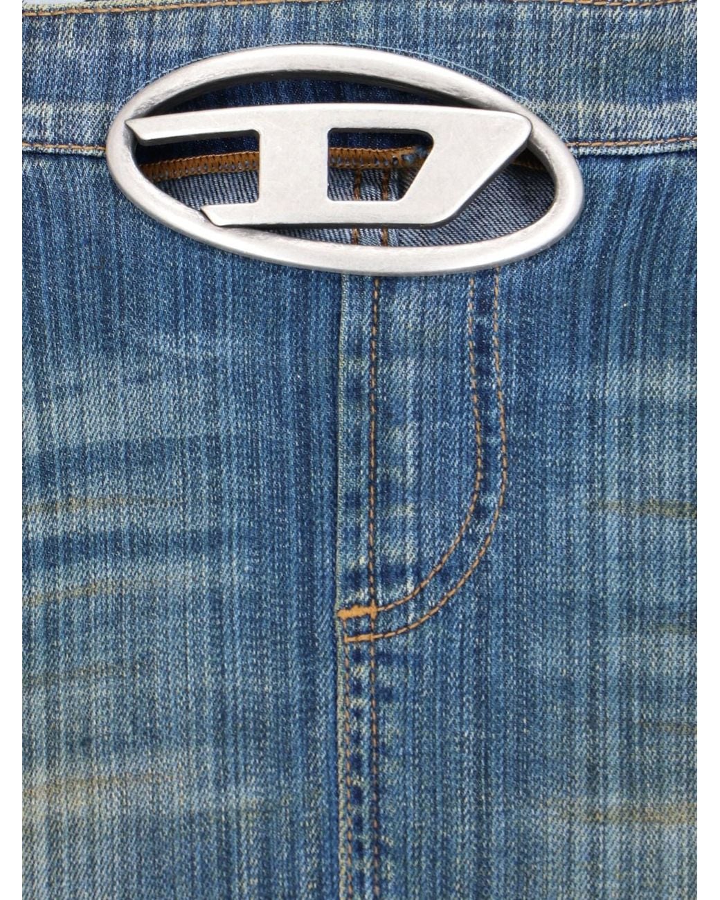 DIESEL Blue Logo-Plaque Denim Mini Skirt