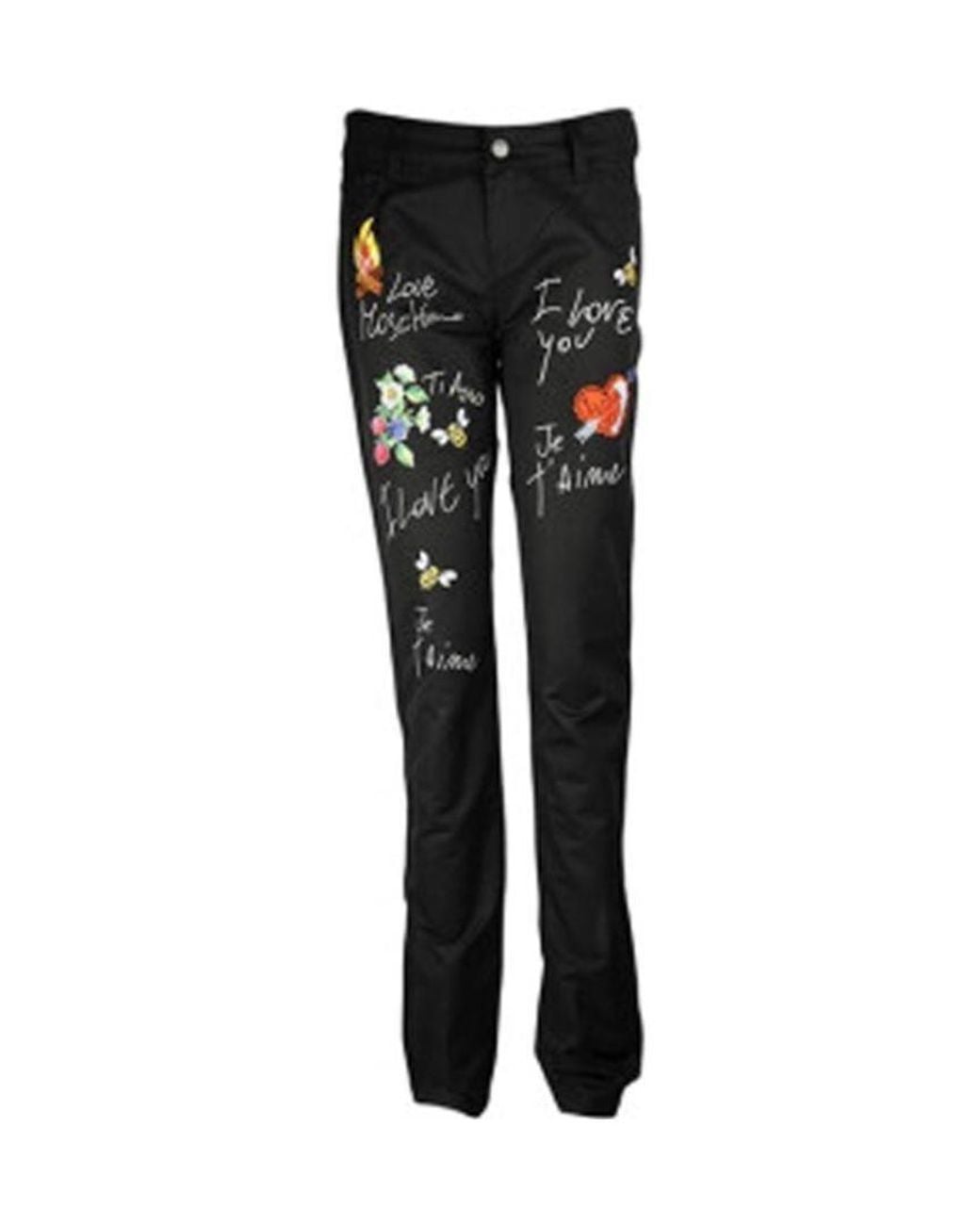 Moschino Black Printed Pattern Jeans