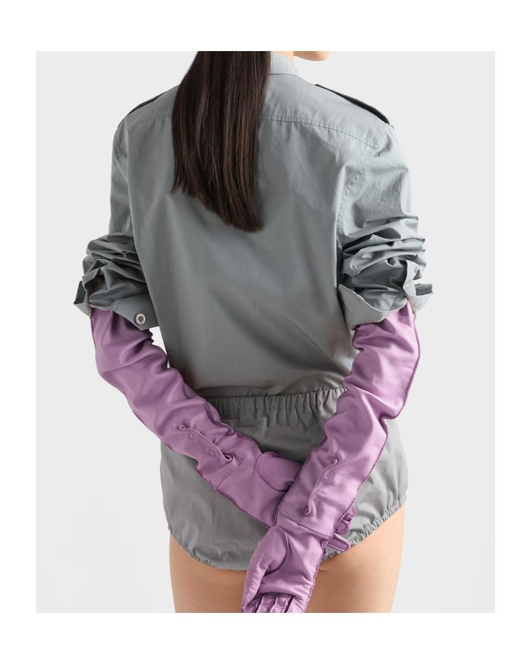 Prada Gray Long-Sleeved Button-Up Shirt