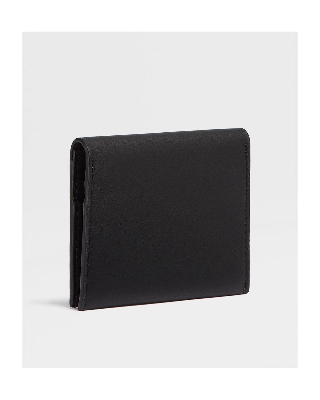 Zegna Black Foldable Leather Cardholder for men