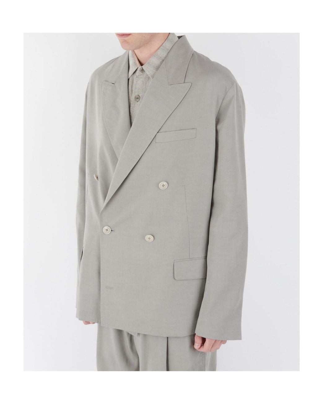 Our Legacy Gray Double-Breasted Suit Jacket for men