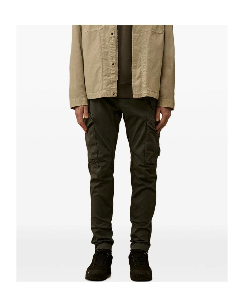 C P Company Green Cargo-Pocket Trousers for men