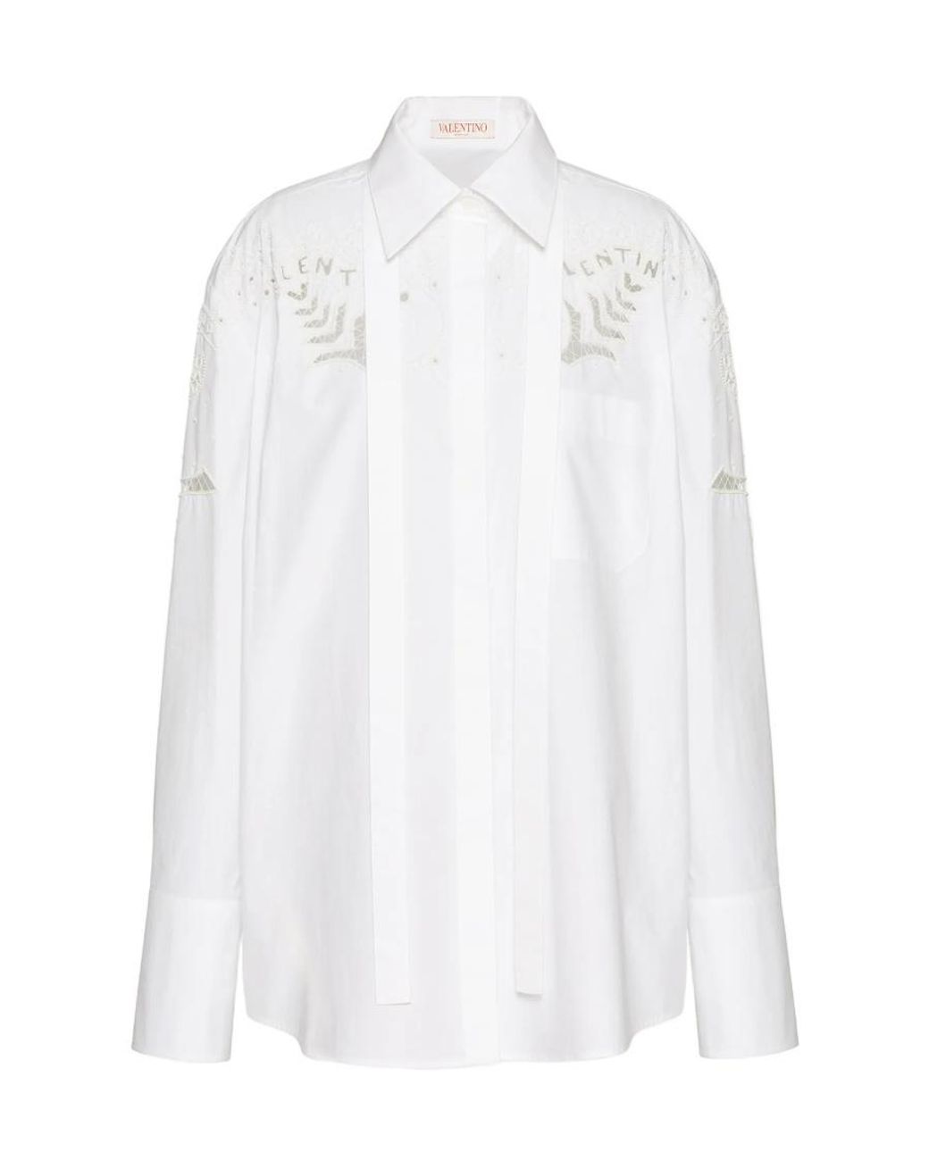Valentino White Embroidered-Motif Button-Up Shirt